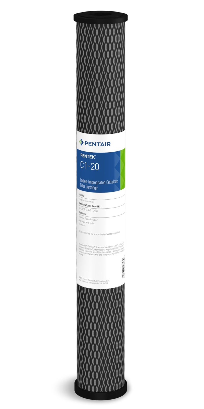 Pentek Pentair Pentek C1-20 Carbon Water Filter, 20-Inch, Whole House Dual Purpose Powdered Activated Carbon-Impregnated Cellulose Replacement Cartridge, 20" x 2.5", 5 Micron - Image 1